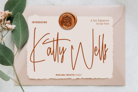 Katty Wells Signature: A Tall, Elegant Script Font for Brand Design